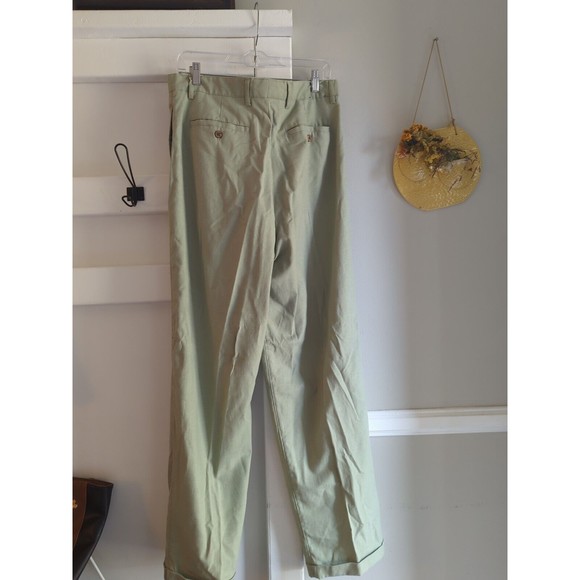 La Cabana Men's 34X32 Light Green Linen Blend Cuffed Slacks - Picture 6 of 9